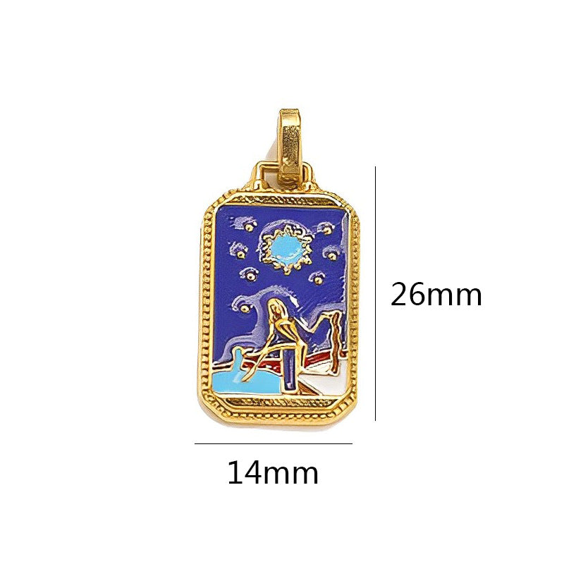 18K Gold-Tone Enamel Tarot Card Charms