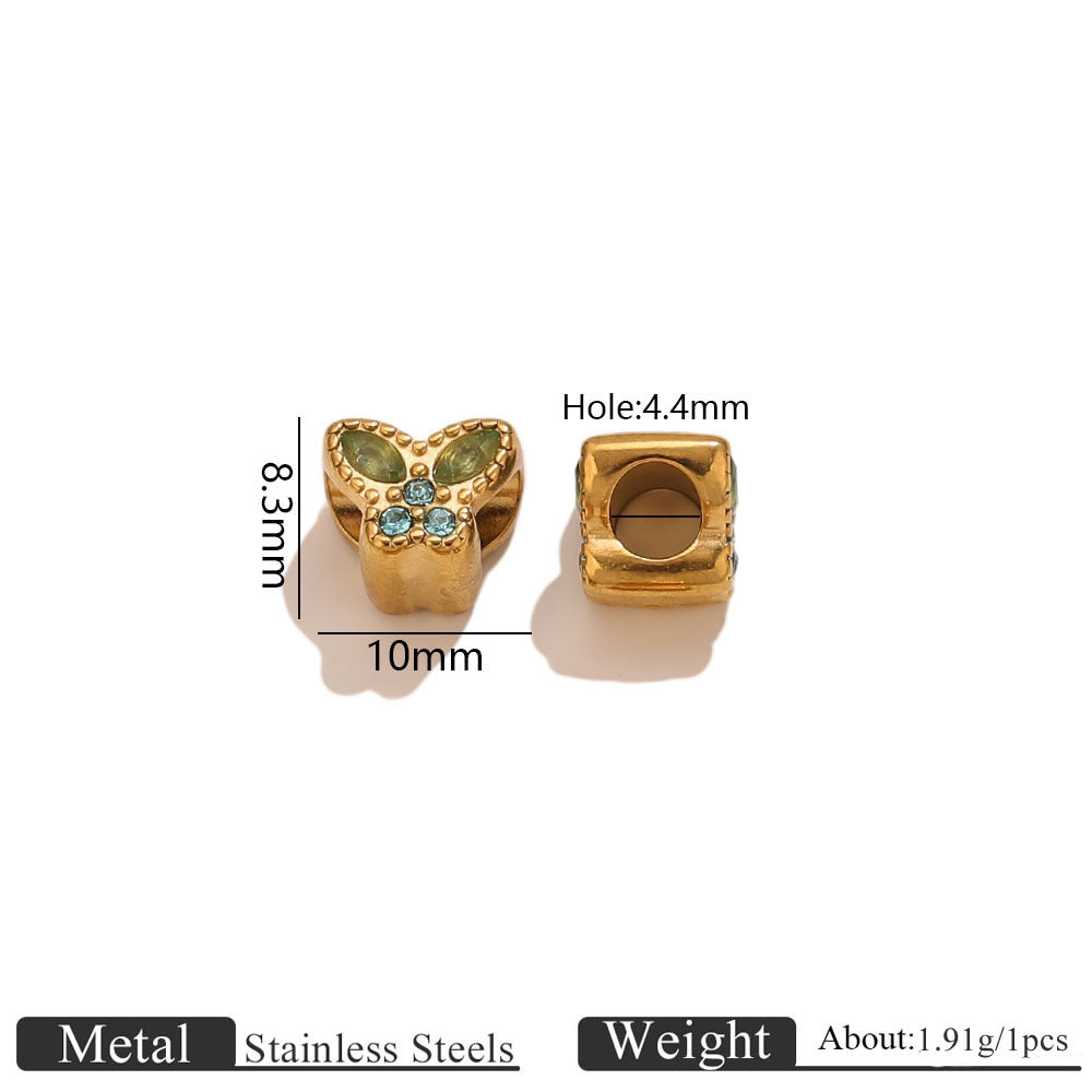 18K Gold-Plated Stainless Steel Butterfly Large-Hole Beads – 4.4mm Hole 5pcs