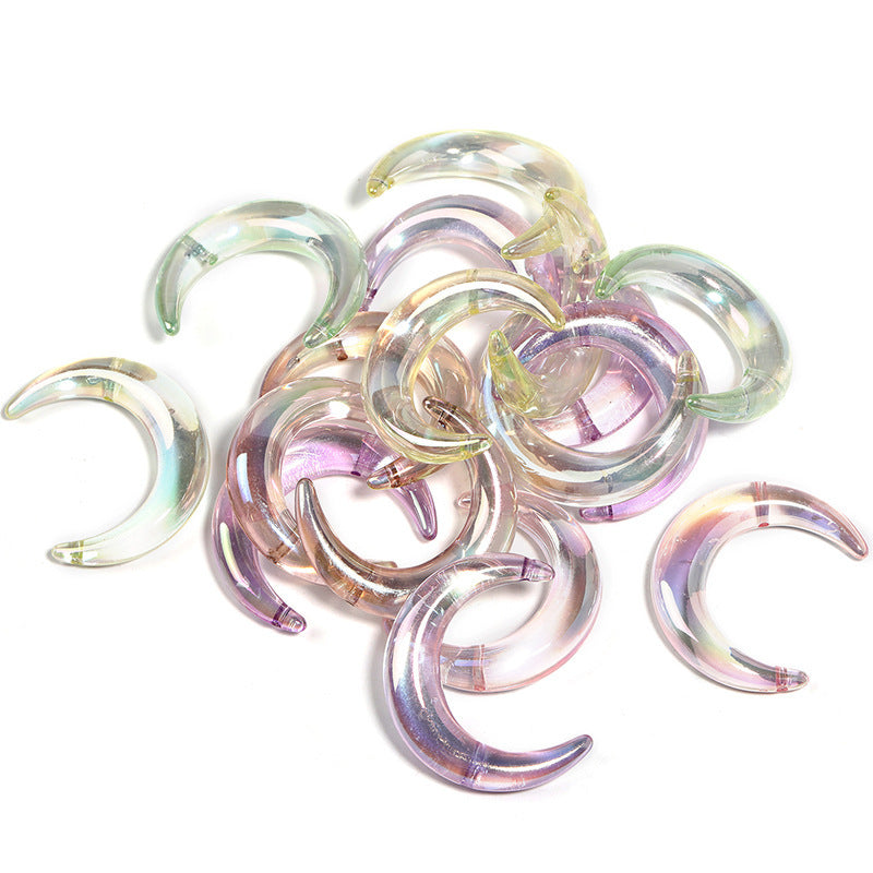 UV-Plated Acrylic Crescent Moon Beads