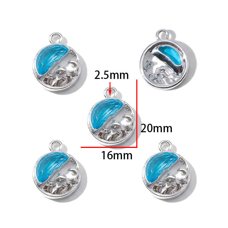 Blue Glass Inlay Jellyfish Charms – Ocean-Inspired Alloy Jellyfish Pendants for DIY Bracelets, Necklaces & Jewelry Making