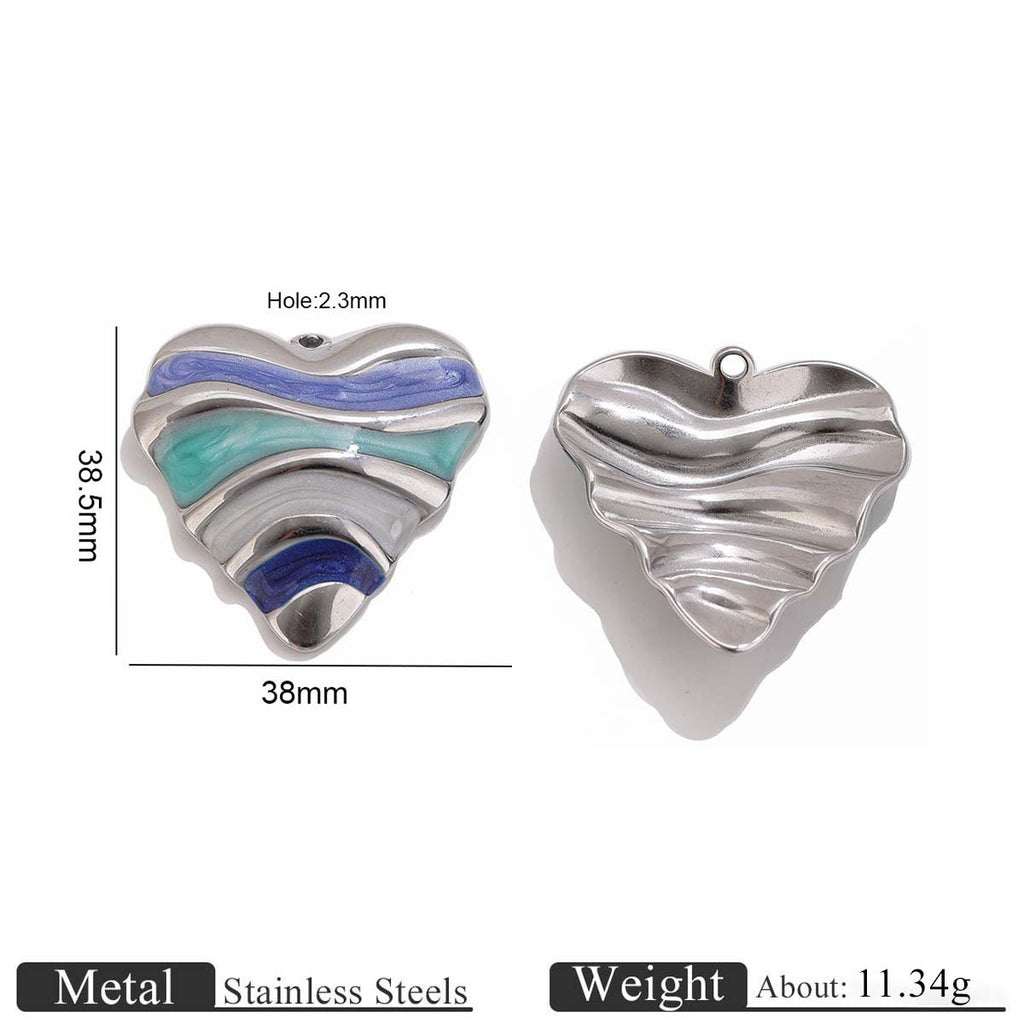 Retro Enamel Heart Stainless Steel Pendant Charms