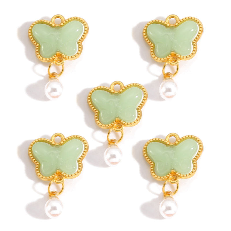 Pearl & Glass Butterfly Alloy Charms – Elegant Butterfly Pendants for DIY Bracelets, Earrings, Necklaces & Jewelry Making
