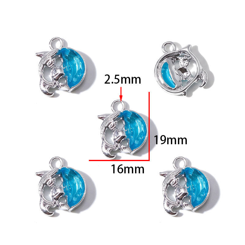 Blue Glass Inlay Jellyfish Charms – Ocean-Inspired Alloy Jellyfish Pendants for DIY Bracelets, Necklaces & Jewelry Making