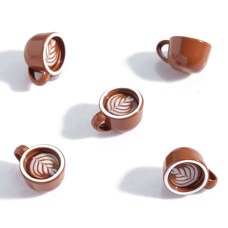 3D Painted Coffee Cup Charm – Engraved Mini Coffee Mug Pendant for DIY Keychains, Phone Charms, Bag Charms & Jewelry Making