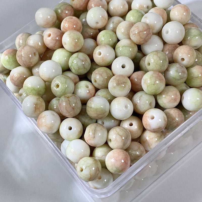 Glazed Porcelain Dragon Pattern Round Beads