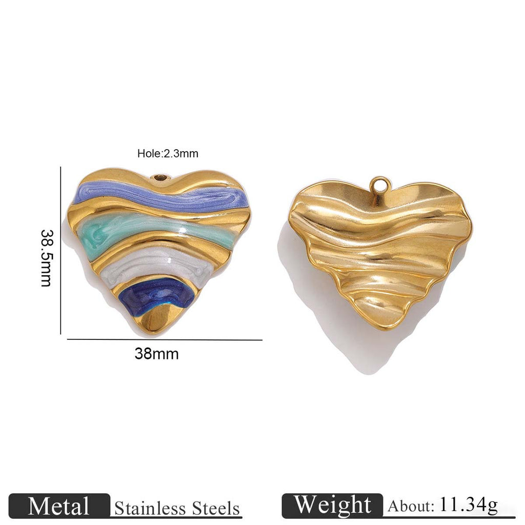 Retro Enamel Heart Stainless Steel Pendant Charms