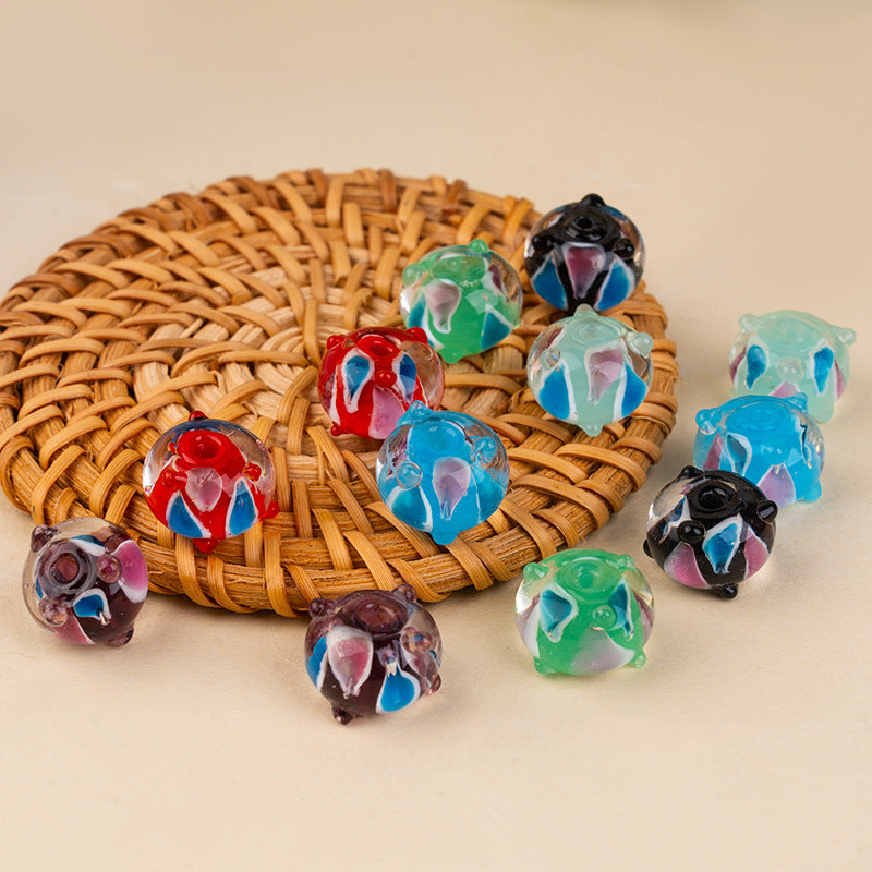 Handmade 3D Two-Tone Teardrop Lampwork Glass Beads