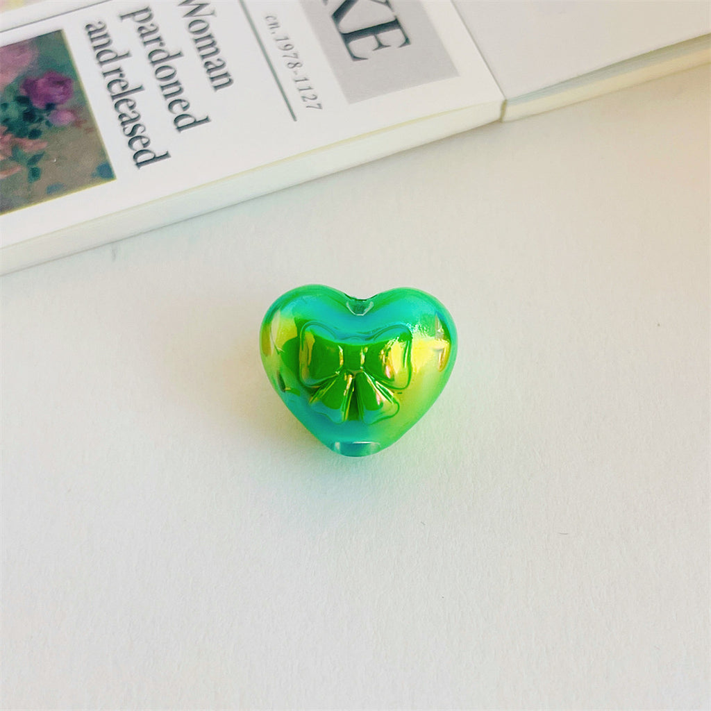 Two-Tone Acrylic Bow & Heart Beads – Colorful Cute Shape Beads for DIY Phone Charms, Bracelets, Hair Accessories & Jewelry Making