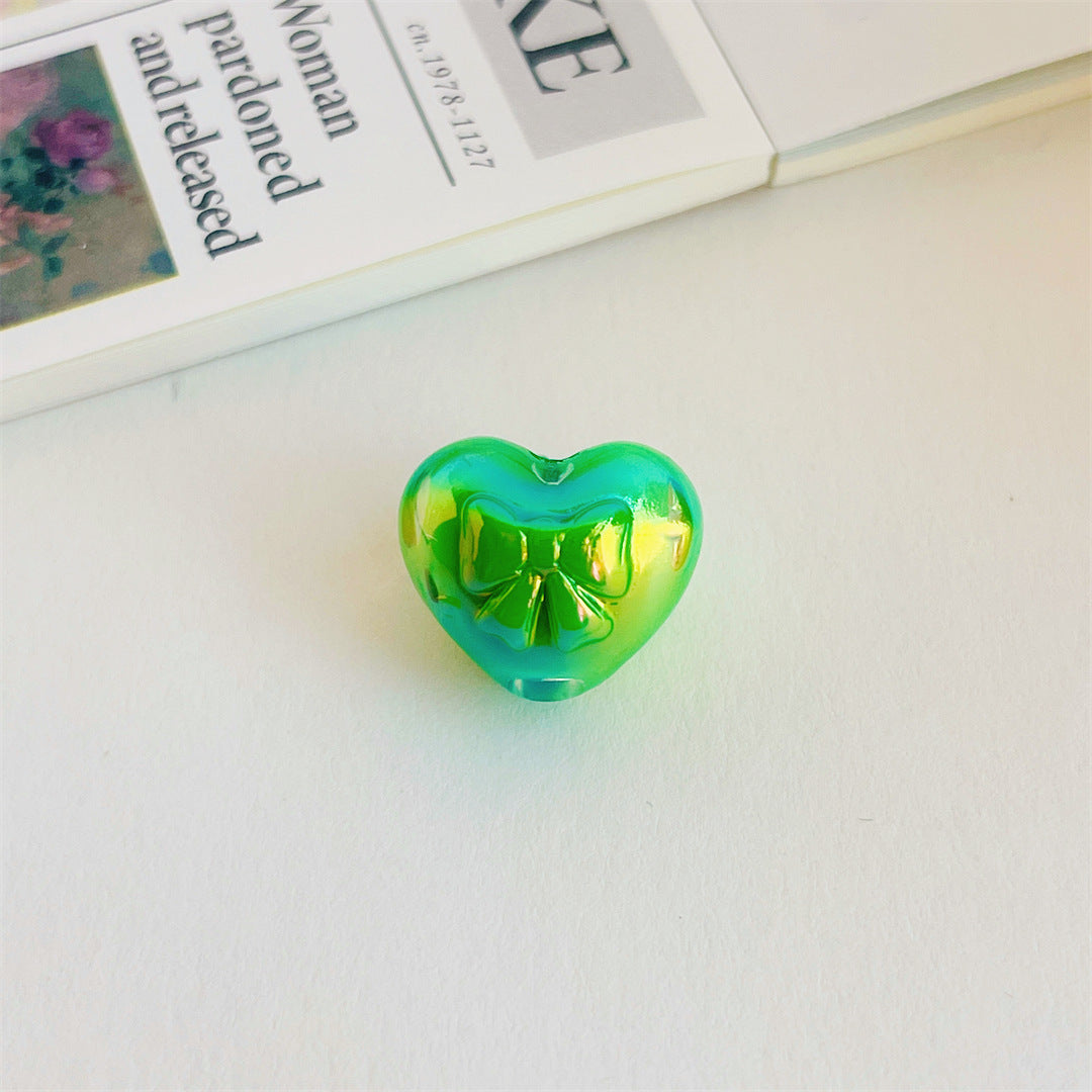 Two-Tone Acrylic Bow & Heart Beads – Colorful Cute Shape Beads for DIY Phone Charms, Bracelets, Hair Accessories & Jewelry Making
