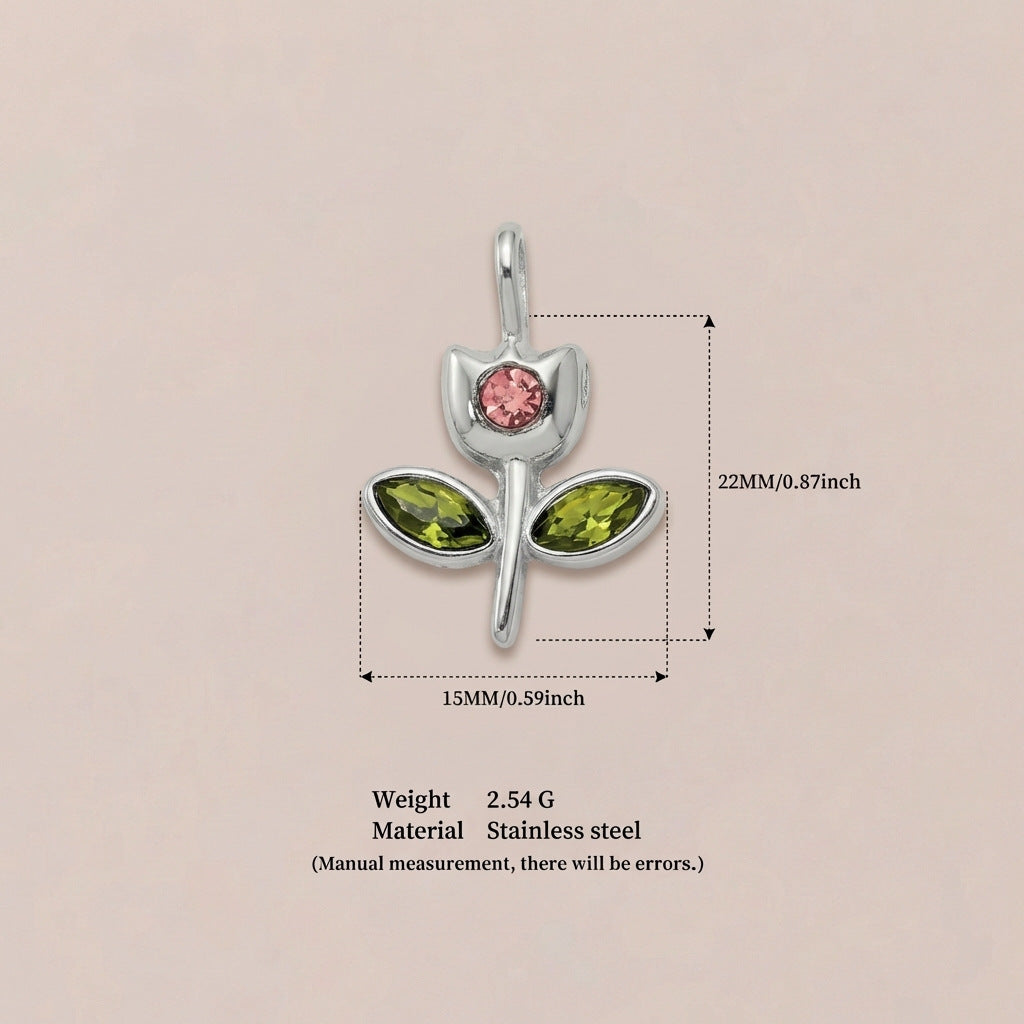 Colorful Stainless Steel Birthstone Crystal Charms