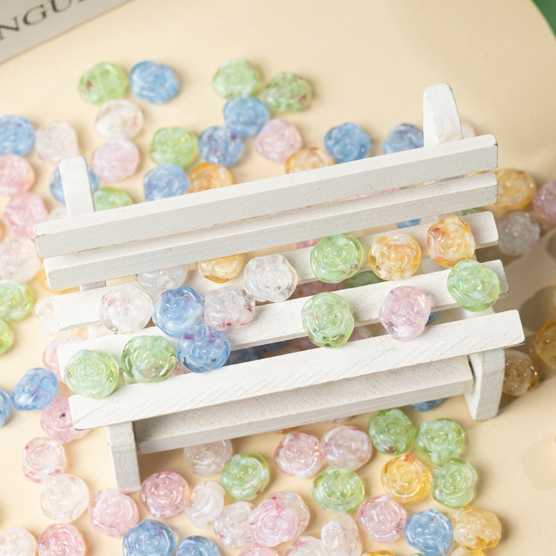 Glazed Rose Flower Beads – Side-Drilled