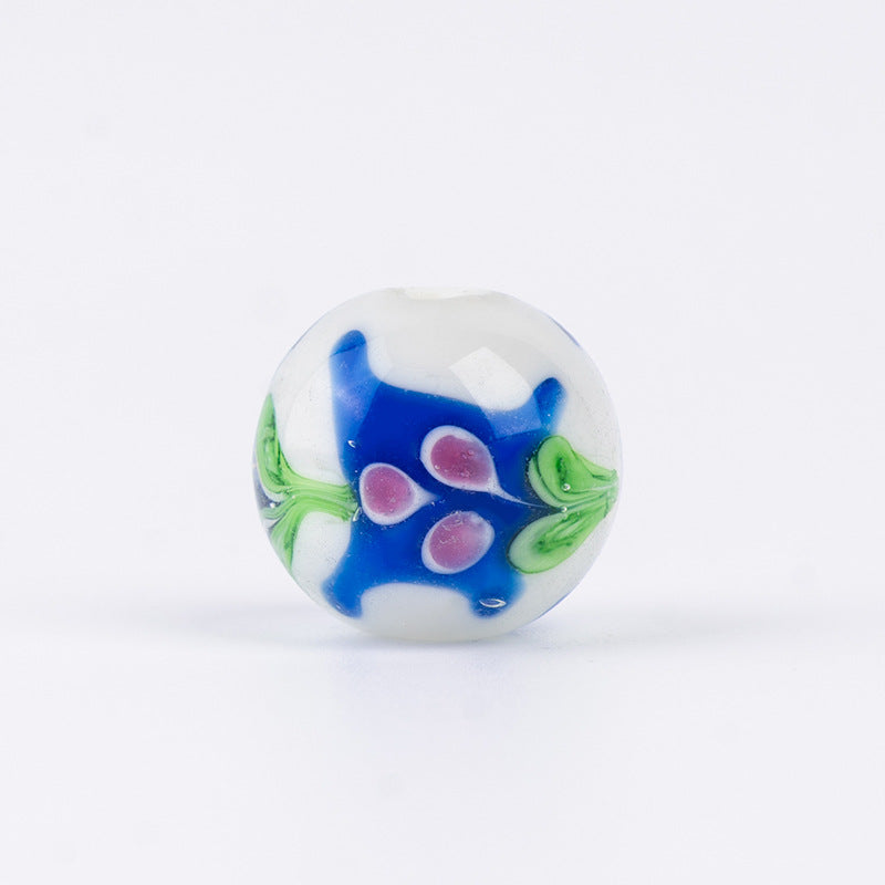 Large Pink Flower Ball Glass Beads