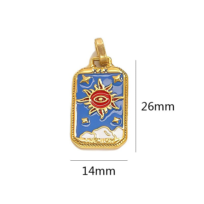 18K Gold-Tone Enamel Tarot Card Charms