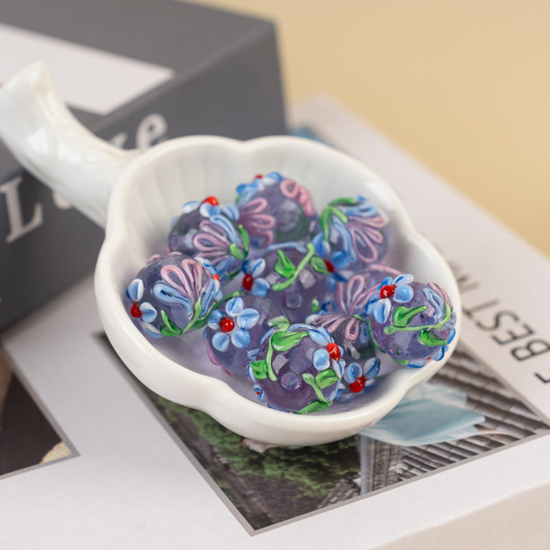 3D Five-Petal Flower Lampwork Glass Beads