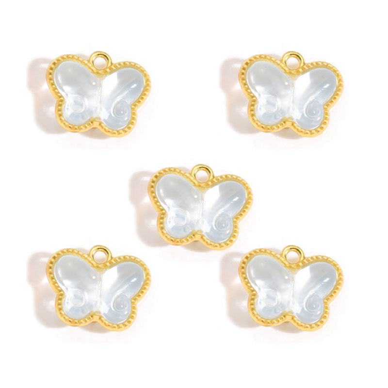 Pearl & Glass Butterfly Alloy Charms – Elegant Butterfly Pendants for DIY Bracelets, Earrings, Necklaces & Jewelry Making