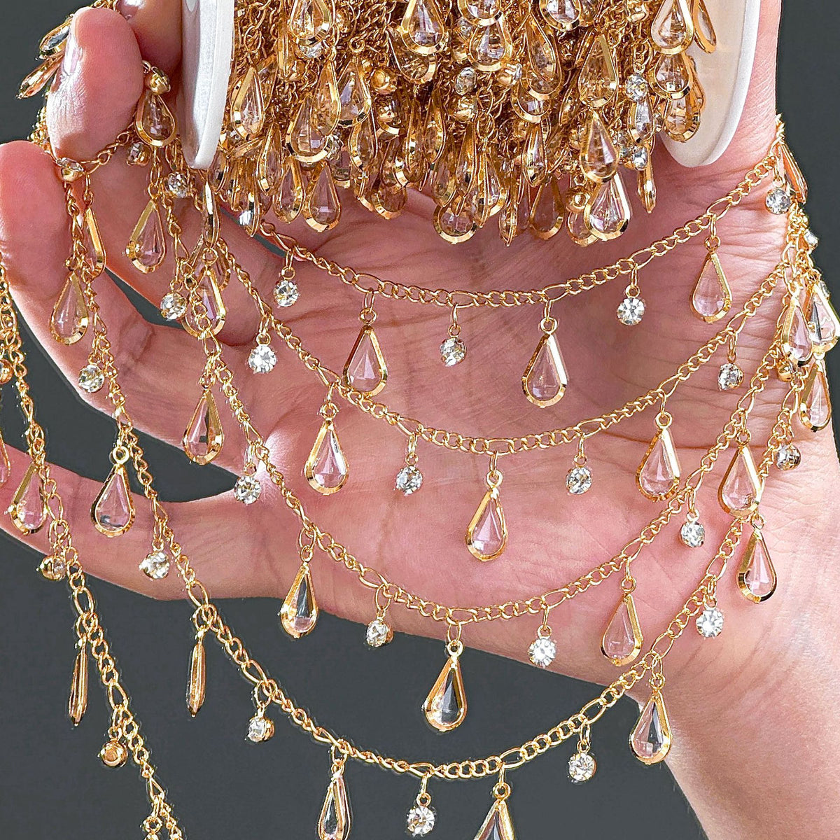 White Teardrop Chain – 10 Meters