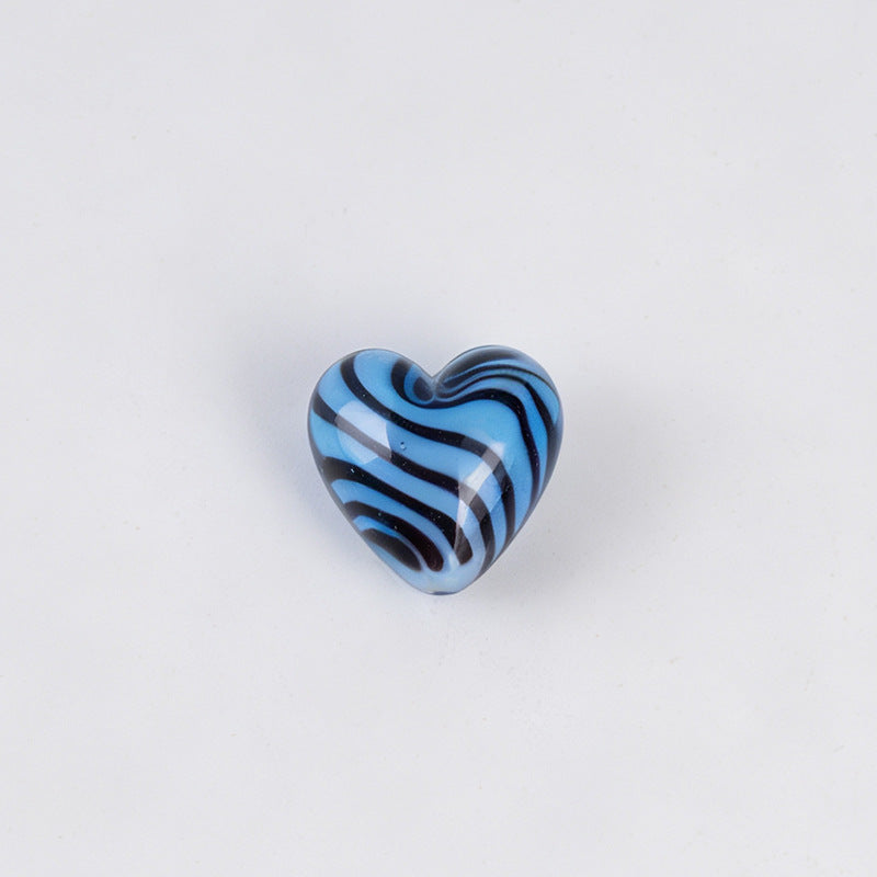 Tiger Pattern Heart Glazed Beads