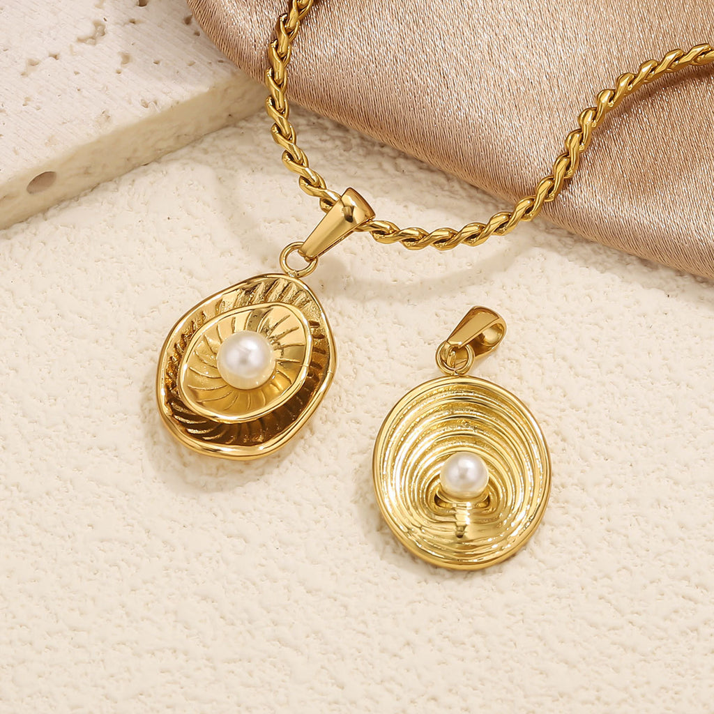 Irregular Imitation Pearl Stainless Steel Pendant