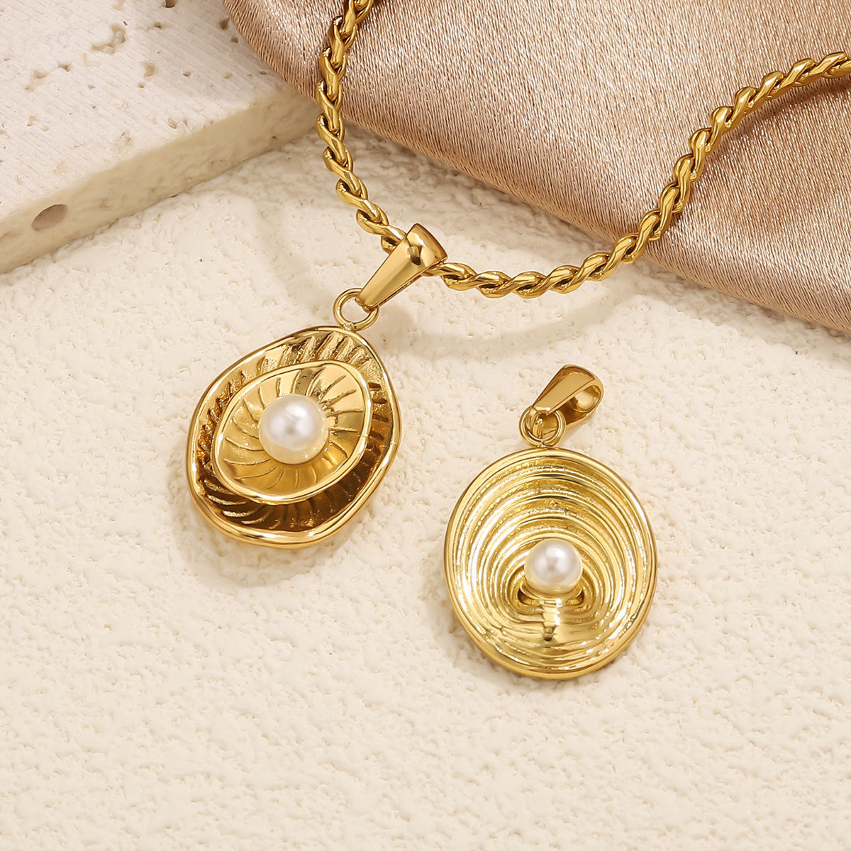 Irregular Imitation Pearl Stainless Steel Pendant