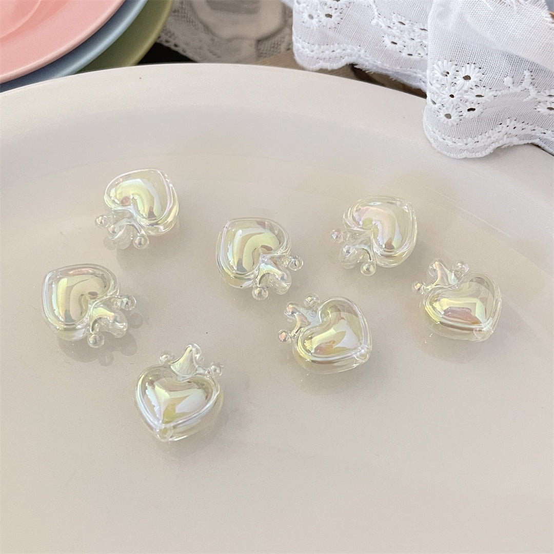 Transparent Acrylic Crown & Heart Beads – Colorful Vertical-Hole Beads for DIY Bracelets, Phone Charms, Keychains & Jewelry Making