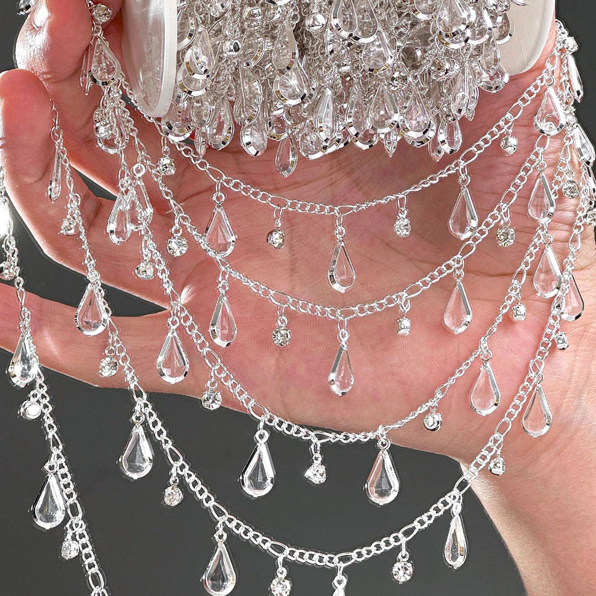 White Teardrop Chain – 10 Meters