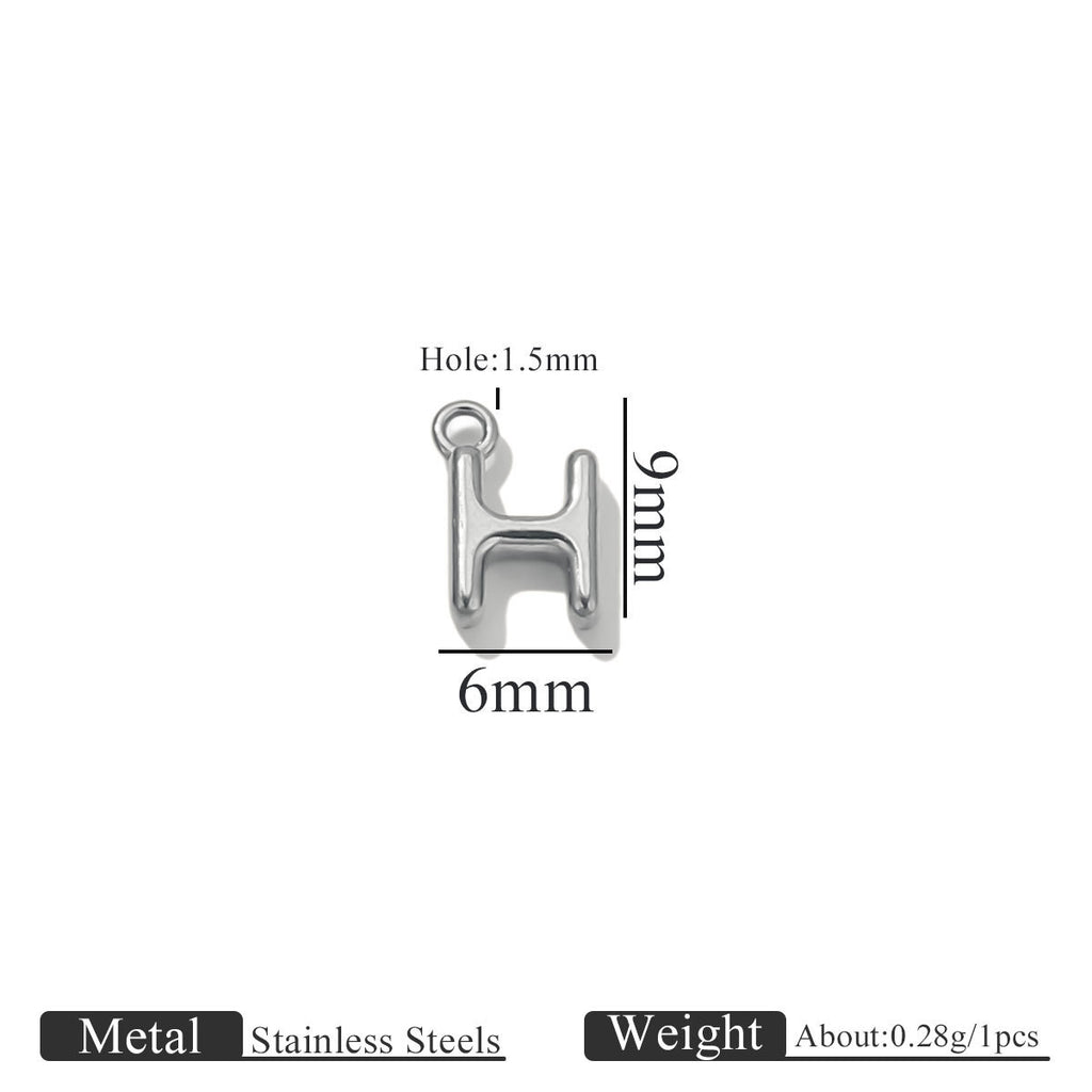 Mini A–Z Stainless Steel Round Letter Charms 10pcs