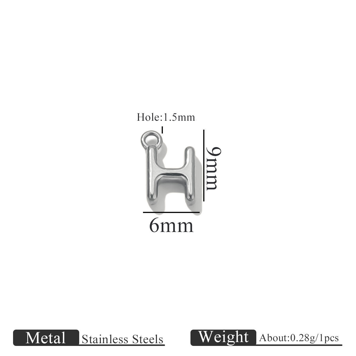 Mini A–Z Stainless Steel Round Letter Charms 10pcs