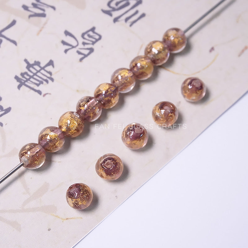 Gold & Silver Foil Glazed Round Beads