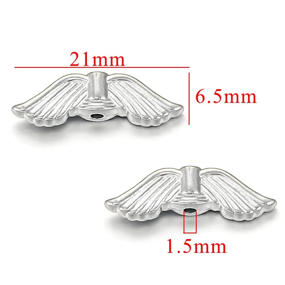 Vintage Gold-Plated Stainless Steel Angel Wing Connector Beads 5pcs