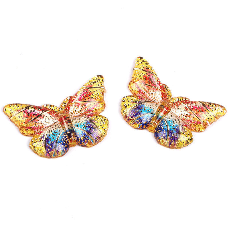 Colorful Acrylic Butterfly Beads – Gold Foil Butterfly Charms with Holes for DIY Jewelry, Hair Clips, Floral Arrangements & Crafts