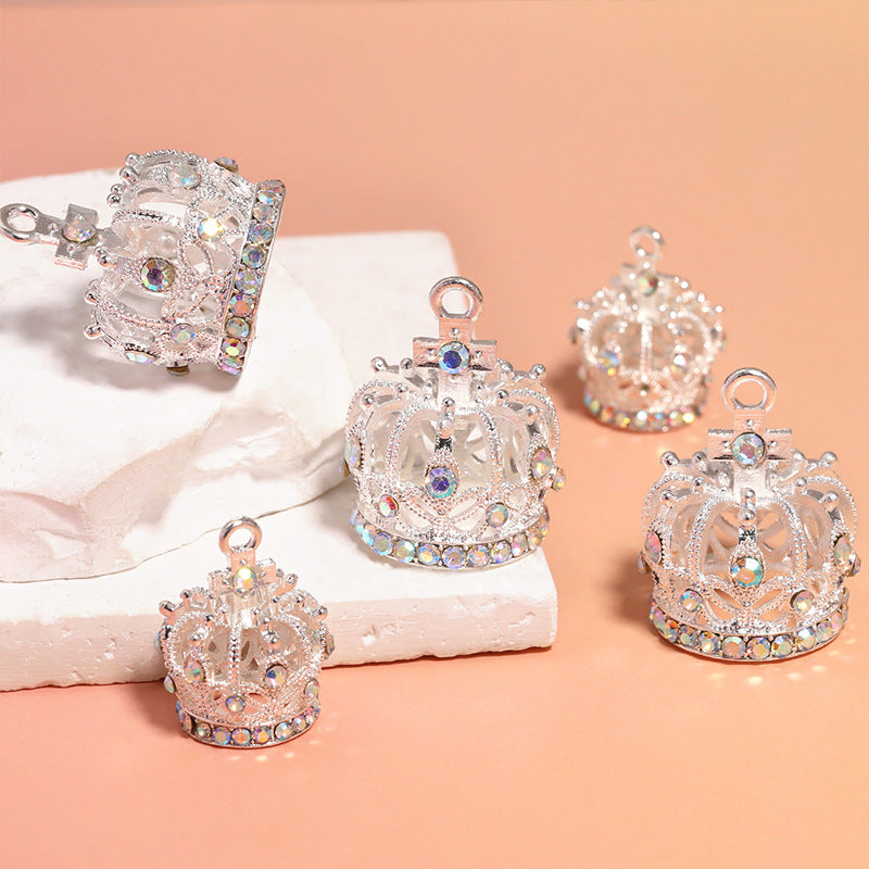 Zirconia-Inlaid Crown Charms – Sparkling Mini Crown Pendants for DIY Bracelets, Keychains, Bag Charms & Jewelry Making