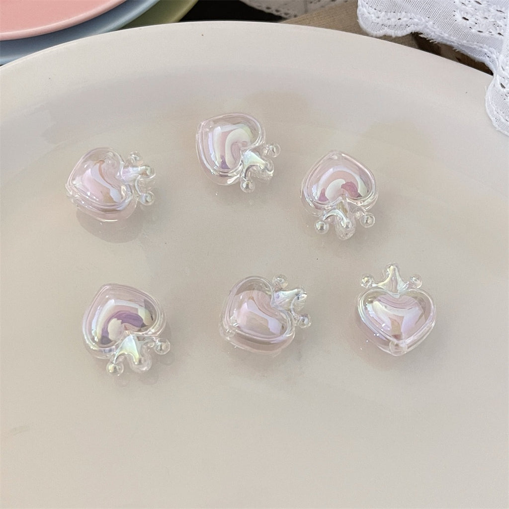 Transparent Acrylic Crown & Heart Beads – Colorful Vertical-Hole Beads for DIY Bracelets, Phone Charms, Keychains & Jewelry Making