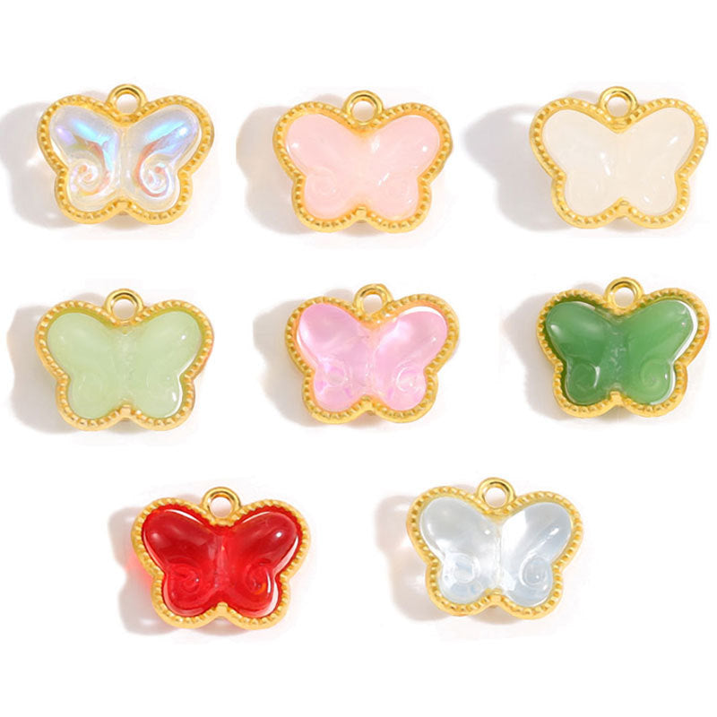 Pearl & Glass Butterfly Alloy Charms – Elegant Butterfly Pendants for DIY Bracelets, Earrings, Necklaces & Jewelry Making
