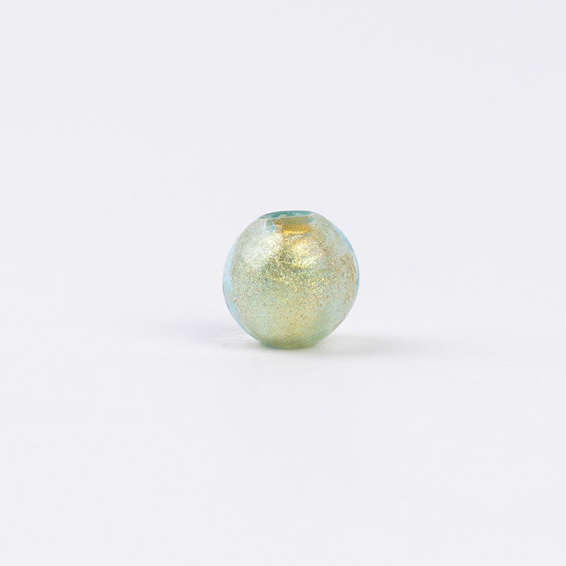 Blue-Green & Gold Powder-Glazed Beads