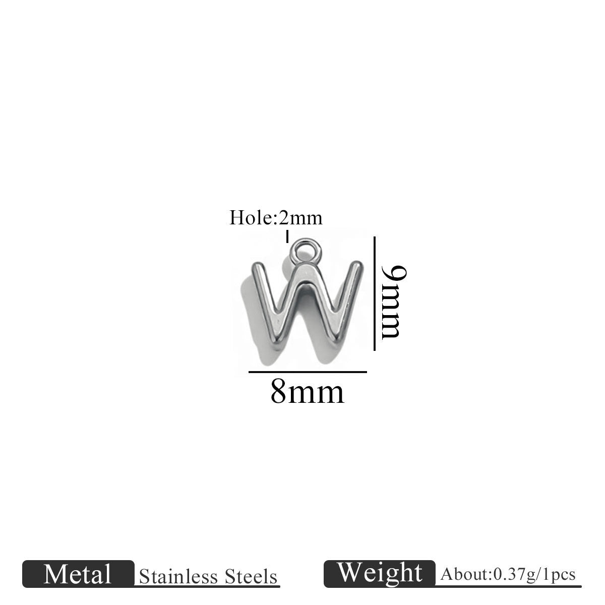 Mini A–Z Stainless Steel Round Letter Charms 10pcs