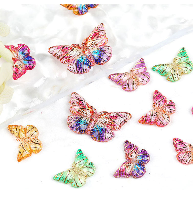 Colorful Acrylic Butterfly Beads – Gold Foil Butterfly Charms with Holes for DIY Jewelry, Hair Clips, Floral Arrangements & Crafts