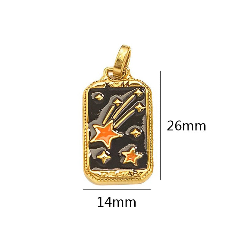 18K Gold-Tone Enamel Tarot Card Charms
