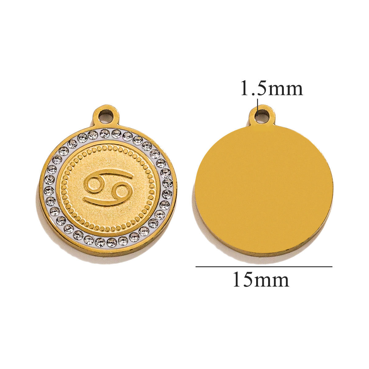 18K Gold-Plated Round Zodiac Constellation Pendant Charms – 12 Signs