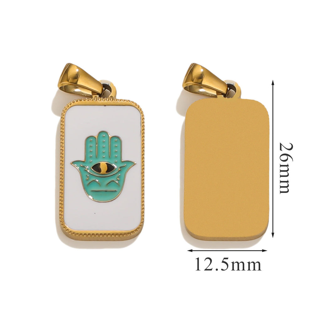 Stainless Steel Enamel Tarot Card Pendant Charms 5pcs