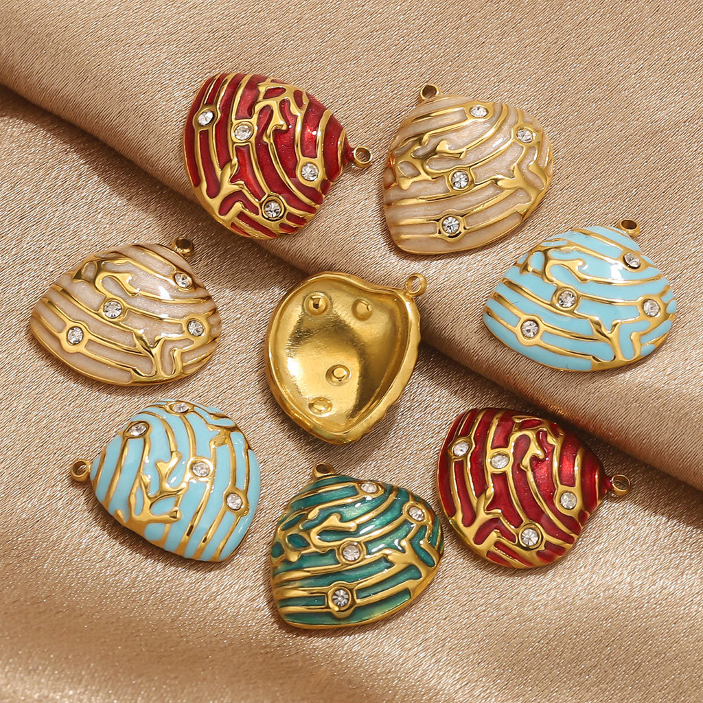 Gold Stainless Steel Shell Pendant Charms