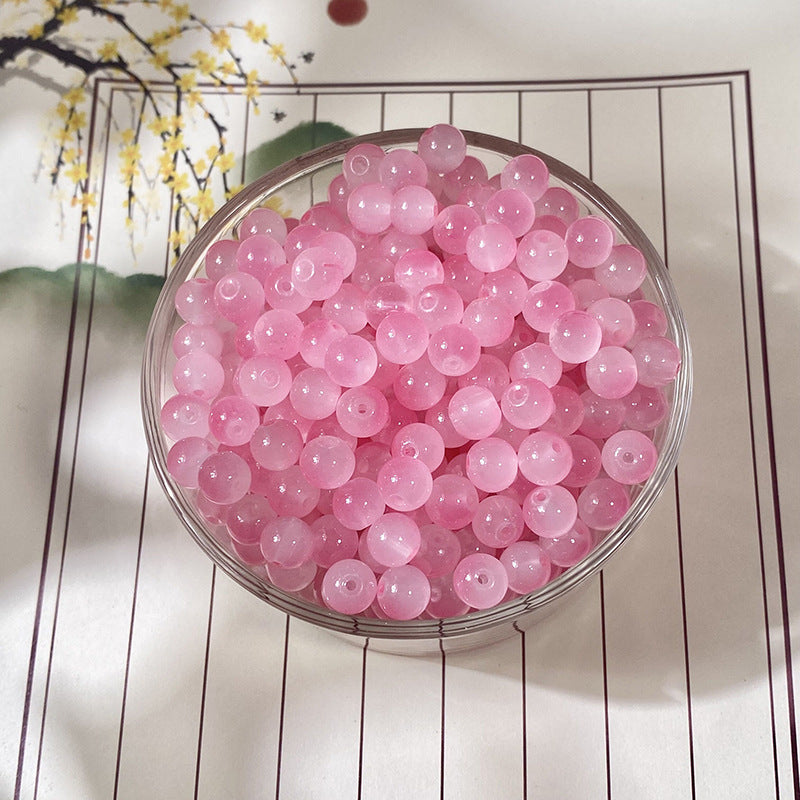 Natural Jade-Style Glass Round Beads