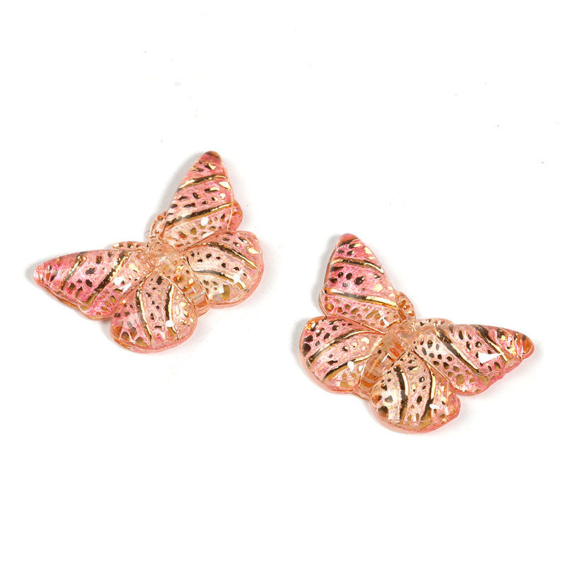 Colorful Acrylic Butterfly Beads – Gold Foil Butterfly Charms with Holes for DIY Jewelry, Hair Clips, Floral Arrangements & Crafts