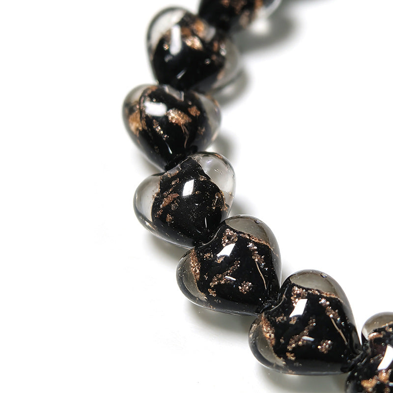 Gold Sand Heart Glazed Beads