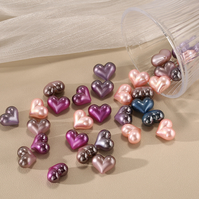 Two-Tone Pearl Heart Beads – Premium-Style Resin Electroplated Heart Beads for DIY Phone Charms, Bracelets, Keychains & Jewelry Making