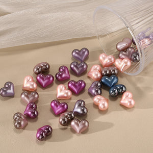 Two-Tone Pearl Heart Beads – Premium-Style Resin Electroplated Heart Beads for DIY Phone Charms, Bracelets, Keychains & Jewelry Making