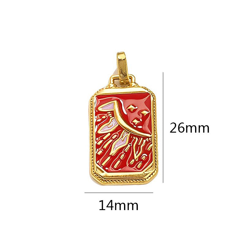 18K Gold-Tone Enamel Tarot Card Charms