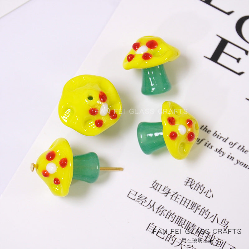 Polka Dot Mushroom Lampwork Glass Beads