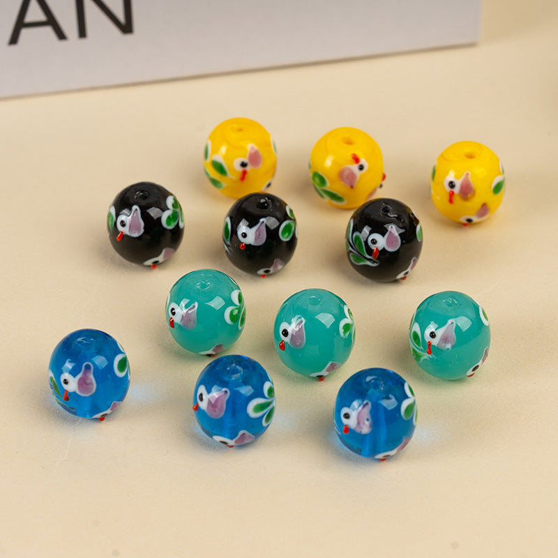 Cloisonné-Style Flower & Bird Beads