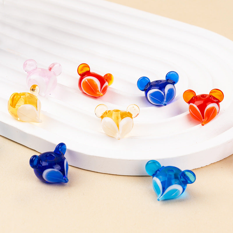 Cute Fox Glass Pendant Beads