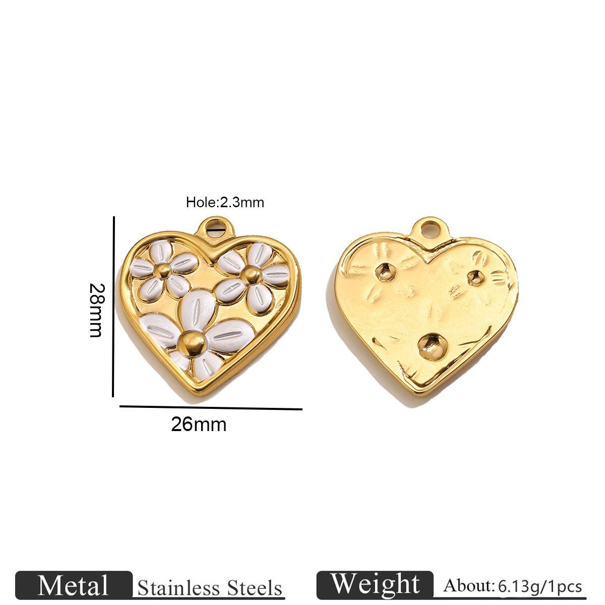 Enamel Heart Flower Charms